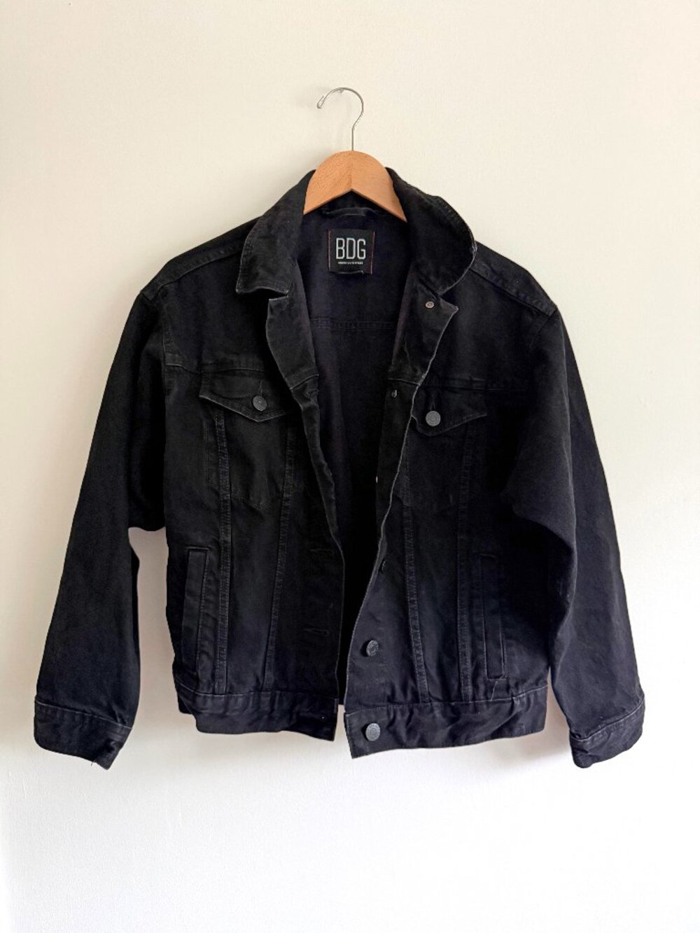 Oversized Black Jean Jacket - Small